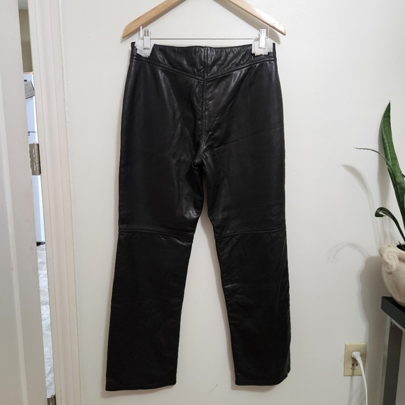 DKNY Vintage Y2K 100% Leather Straight Leg Pants Size 10 - Picture 7 of 10